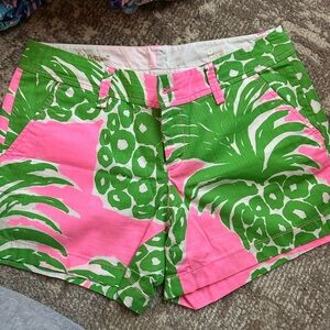 Green & Pink Tropical Print Women’s Shorts
